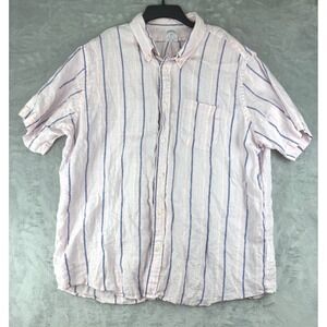 Brooks Brothers Mens Regent Fit XL Blue Stripe Linen Button Down Shirt